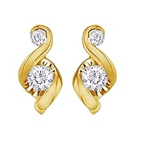 1/4 Carat Round Shape White Natural Diamond Swirl Stud Earrings 14k White Gold (0.25 Cttw)