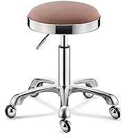 Round Rolling Stools,with Wheels,Massage Stool Chair on Wheels for Beauty Kitchen Salon Home Office, Adjustable High Rolling Swivel Stool Spa Tattoo Work Office Massage Stools/B1