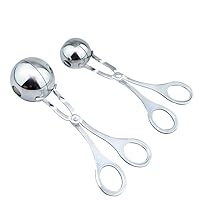 2 PCS None-Stick Meat Ballers, Stainless Steel Meat Baller Tongs, Cake Pop Meatball Maker Ice Tongs, Cookie Dough Scoop for Kitchen. (1.38