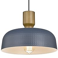 Farmhouse Pendant Lights, Adjustable Hanging Light Fixtures with Hammered Metal Shade, 12.4 inch Pendant Lighting for Kitchen Island, Blue