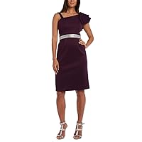 NW Nightway Womens Petites One-Shoulder Knee Cocktail and Party Dress