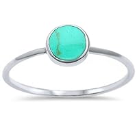 Round Turquoise .925 Sterling Silver Ring