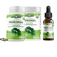 PURA VIDA MORINGA Powder 8 oz Capsules (120 Count) and Moringa Leaf Extract Drops (2fl oz)