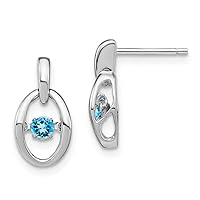 925 Sterling Silver Rhodium Blue Topaz Vibrant Earrings Measures 14x7.5mm Wide Jewelry for Women