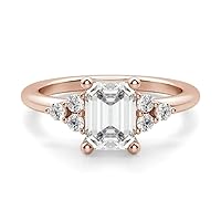1.00 CT Moissanite Promise Ring, Size 3-12, Sterling Silver with 18K Rose Gold Accents