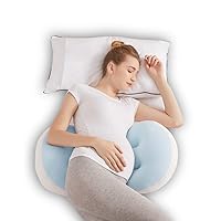 Soft Maternity Pillow | U-Shaped Design | Detachable Extension | Full Body Comfort & Pregnancy Relief (Blue)