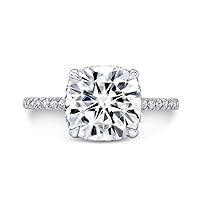 Siyaa Gems 3.50 CT Cushion Moissanite Engagement Ring Wedding Eternity Band Vintage Solitaire Halo Silver Jewelry Anniversary Promise Ring Gift