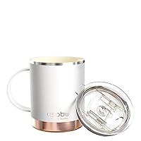 asobu Ultimate Stainless Steel Ceramic Inner Coating Coffee Mug with Double Walled Copper Lining Insulation,12 Ounces (White)