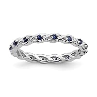 925 Sterling Silver Created Sapphire Ring Jewelry for Women in Silver 10 5 6 7 8 9 and 2.5mm 3mm