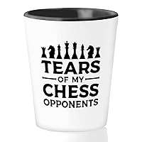 Chess Shot Glass 1.5oz - Tears Of My Chess - Chess Lovers Hobbies Athletic Coach Competition Player Strategies Dad Logic Game Bishop