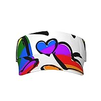 Unisex Sports Sunscreen Hollow Top Hat Gay Pride Rainbow Colored Hearts Baseball Cap Adjustable Sun Hat, Suitable for Golf Running Tennis