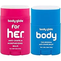 BodyGlide For Her Anti Chafe Balm1.5oz: anti chafing stick with added emollients. Prevent rubbing leading to chafing, raw skin, and irritation & body glide Original Anti-Chafe Balm