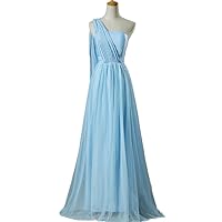 Women's A Line Chiffon Sleeveless Prom Evening Party Gowns Floor Length Bridesmaid Dress