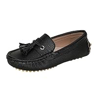 Boys Girls Leather Tassel Loafers Slip on Classics Moccasin Flat Boat Dress School Shoes (Little Kid/Big Kid)