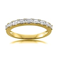 La4ve Diamonds Pave-Set 1/2 Carat Baguette Shape Natural Diamond Wedding Band (I-J,VS2-SI1) in 14K Solid Gold | Diamond Jewelry for Women | Gift Box Included (White, Yellow, Rose Gold & Blue Sapphire)
