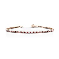 Round Ruby & Natural Diamond 1.7mm (SI2-I1-Clarity, G-H-Color) Tennis Bracelet 1.35 ctw 14K Gold