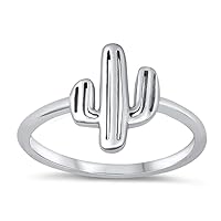 925 Sterling Silver Plain Cactus Ring