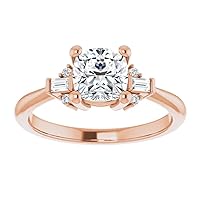 10K Solid Rose Gold Handmade Engagement Ring 1.00 CT Cushion Cut Moissanite Diamond Solitaire Wedding/Bridal Ring for Woman/Her Beautiful Ring