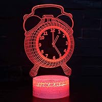 Night Light 3D Illusion Lamp Clock Pattern Desk Lights Dimmable 16 Color Changing Smart Touch, Home Bedroom Decor Lamp for Girls Boys Children Birthday New Year Festival Gifts