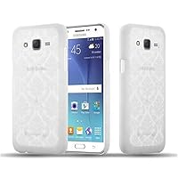 – Mandala Hard Cover Slim Case Works with Samsung Galaxy J7 5 - (Model 2015) Paisley Henna - Etui Skin Protection Bumper in White-Transparent