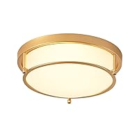13 inch Gold Ceiling Light, Classic Frosted Glass Shade Flush Mount Ceiling Light fixtures for Living Room Hallway Bedroom (Gold)