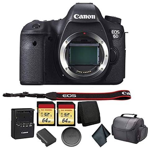 Canon EOS 6D DSLR Camera Bundle Kit with 2X 64GB Memory Cards + Carrying Case + More - International Model