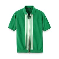 Paul Fredrick Men's Cotton Full Zip Polo, Size XL Tall Green