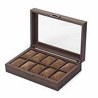Watches Storage/Watch Case/Watch Box Made of PU Leather in Wood Grain and Real Glass with 10 Grids for 10 Watches