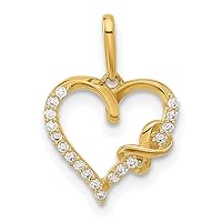 11.7mm 10k Gold Polished CZ Cubic Zirconia Simulated Diamond Infinity Love Heart Charm Pendant Necklace Jewelry for Women