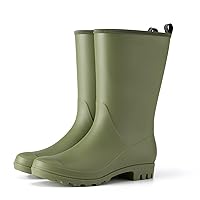 HISEA Women Rubber Boots Wide Calf Rain Boots Matte Surface Waterproof PVC Rubber Rain Boot Mid Height Rain Shoes for Outdoor Gardening Work Walking