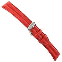 22mm Morellato Leather Double Ridge Carbon Fiber Grain Bright Red Watch Band