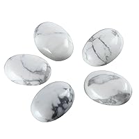 4pcs Adabele Natural Howlite Flatback Oval Gemstone Cabochon Loose Dome Cabs Stone 20mm x 15mm (0.79
