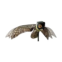 Prowler Owl, Lifelike Owl Decoy with Glassy Eyes and Moving Wings, Easy to Install, Perfect for Pigeon, Hawk, and More, Covers up to 6,000 sq. ft., Black, Small