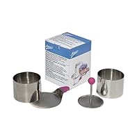 Round Food Molding Set, 2.75 by 2.1-Inches High, 4-Piece Set Includes 2 Rings, Fitted Press & Transfer Plate