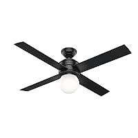 Hunter Fan Company, 59321, 52 inch Hepburn Matte Black Ceiling Fan with LED Light Kit and Wall Control