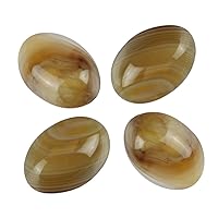 16pcs Adabele Natural Golden Brown Stripe Agate Oval Gemstone Cabochon Double Loose Dome Cabs Stone 25mm x 18mm (0.98