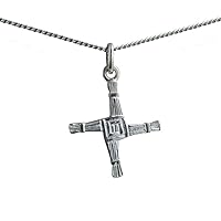 British Jewellery Workshops Silver 22x22mm St Brigid's Cross with a 1.3mm wide curb Chain