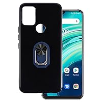 for Umidigi A9 Pro Ultra Thin Phone Case + Ring Holder Kickstand Bracket, Gel Pudding Soft Silicone Phone 6.30 inches (BlueRing-B)