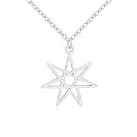 Elven or Faerie Seven Pointed Star Septagram Pendant Necklace Rose Gold Silver Tone