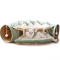 2-in-1 Cat Bed Play Tunnel with Removable Washable Mat for Pets Cats Dogs Rabbits and Pets Kittens for Home Foldable Soft Cat Tunnel Tubes Toys Pet Play Bed Indoor