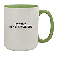 Powered By A Latte - 15oz Ceramic Colored Inside & Handle Coffee Mug, Light Green
