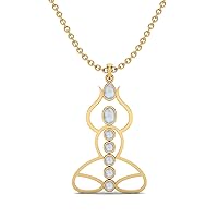 MOONEYE 2.40 Cts Moonstone Gemstone Yoga Pendant 925 Sterling Silver Seven Chakra Meditation Pendant Necklace Jewelry