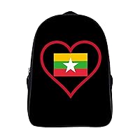 I Love Myanmar 16 Inch Backpack Business Laptop Backpack Double Shoulder Backpack Carry on Backpack for Hiking Travel Work