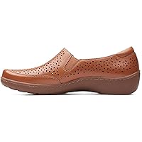 Clarks Cora Sky Loafer, Tan Leather, 7.5 Wide