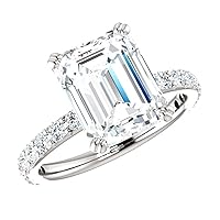 Moissanite Star Moissanite Ring Emerald 3 CT, Moissanite Engagement Ring/Moissanite Wedding Ring/Moissanite Bridal Ring Set, Sterling Silver Rings Perfact for Gift Or As You Want