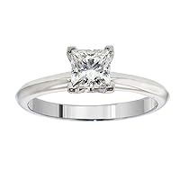 3/4 Carat GIA Certified Princess Cut Diamond Solitaire Engagement Ring 14K White Gold (H, SI2) | Art Jewelry For Women