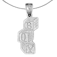 Silver Boy Necklace | Rhodium-plated 925 Silver Boy Pendant with 18