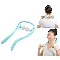 Handheld Neck Massager, Manual Shiatsu Neck and Shoulder Massager for Pain Relief Deep Tissue Back Massage Stick Tool with Balls, Self-Massage Tool with Dual Trigger Point, Lightweight & Portable