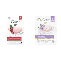 Dove Beauty Bar Gentle Cleanser Moisturizing Bar Soap Bundles (3.75oz x6, 3.75oz x2) With Pomegranate Hibiscus Tea and Sweet Cream Peony Scents