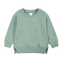 LNICAER Toddler Kids Baby Boys Girls Crewneck Pullover Sweatshirt Fleece Solid Color Coat Warm Fall Winter Clothes